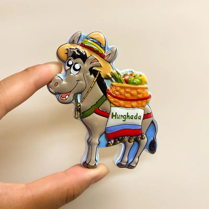 Egypt Hurghada Donkey Fridge Magnet 3D Resin Cute Imanes Para Refrigerador Decoración Hogar Home Decor Items