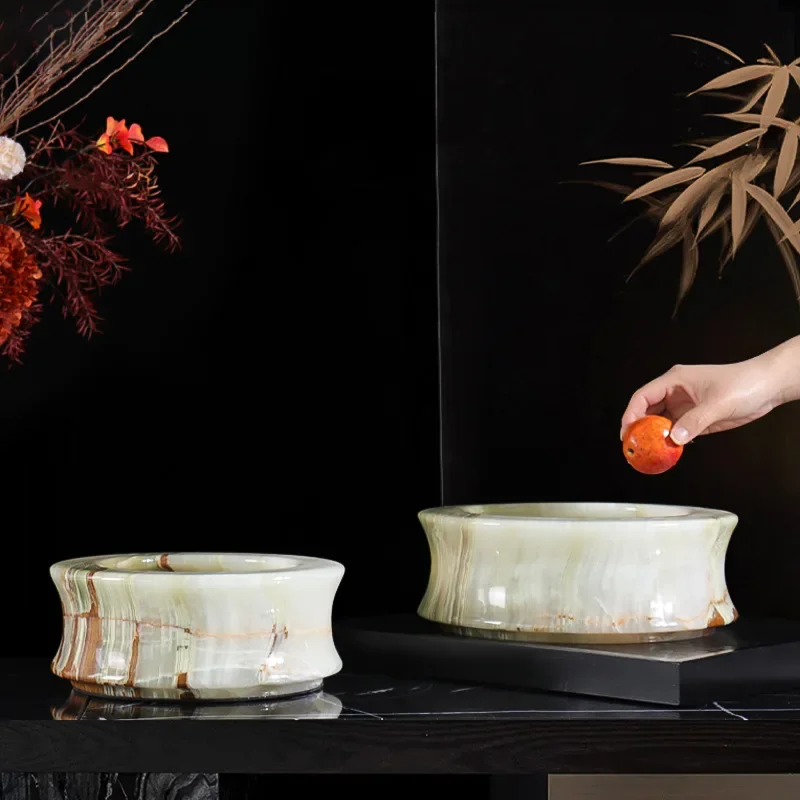 Natural jade fruit plate light luxury advanced storage decorative ornament