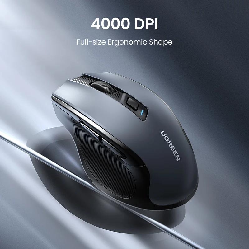 UGREEN Ergonomic Mouse, 6-Button Wireless 2.4G Bluetooth Dual Mode, 5-Level 4000 DPI Adjustable , Silent Click for PC Laptop