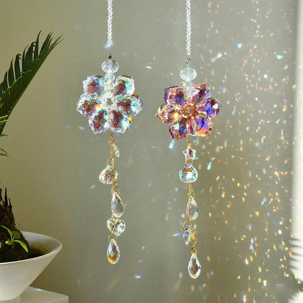 Crystal Suncatcher Moon Star Rainbow Sun Catcher Wind Chime Pendant Sun Catcher Pendants Outdoor Garden Yard Hanging Decor