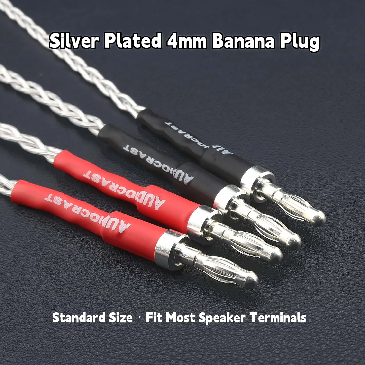 4PCS Speaker Jumper Cable Bi-Wire 3AG Single Crystal Silver Bridge Y Spade Banana Plug Audio Wire for Amplifier Speaker