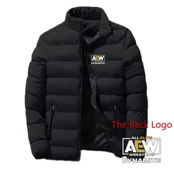 Brand All Elite AEW Wrestling AEW Mens Casual Stand Collar Cotton Padded Coats Winter Windproof Jackets Warm Long Sleeve Outwear