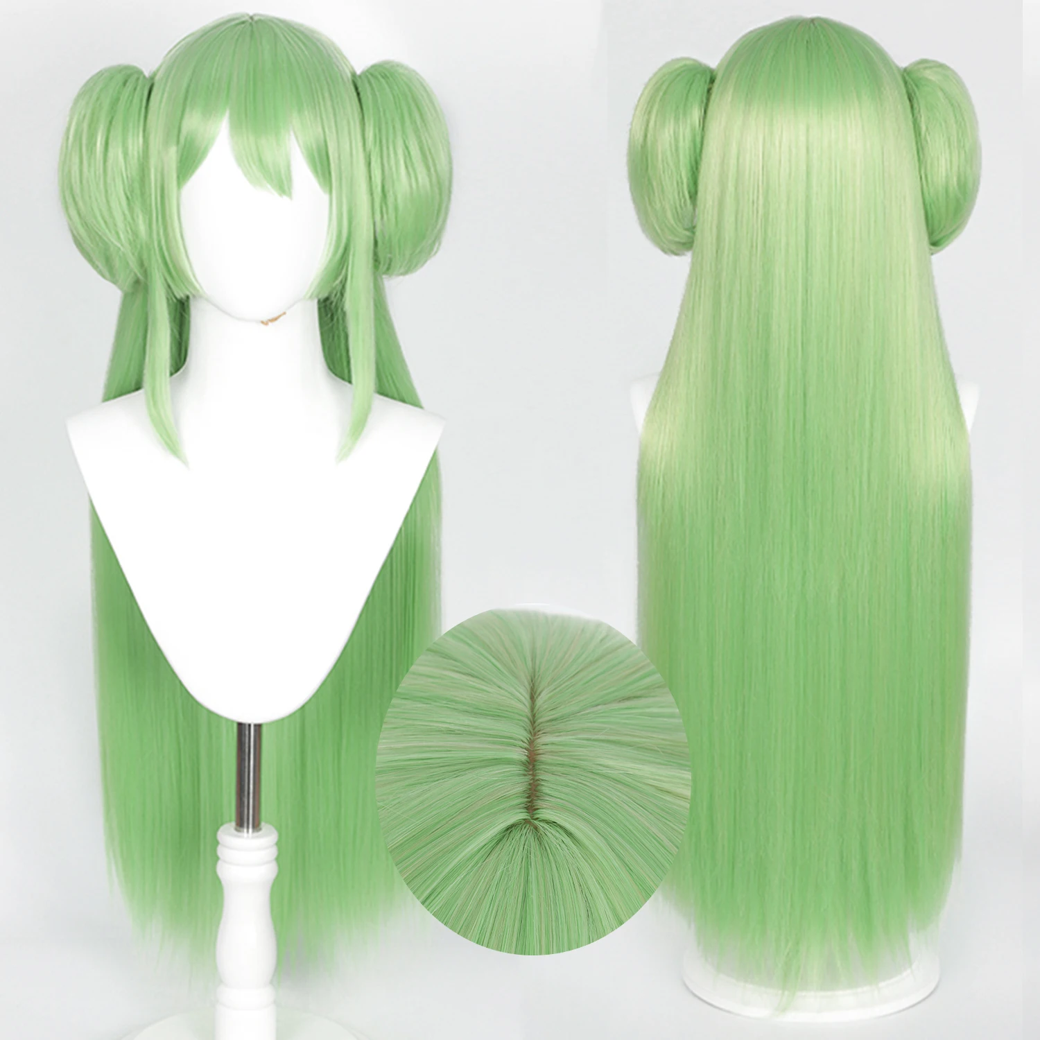 Cosplay Wig Senren Banka Anime Wig Murasame Long Green Game Role-Playing Wig with Bangs Synthetic Grab Bun Wig with Wigcap