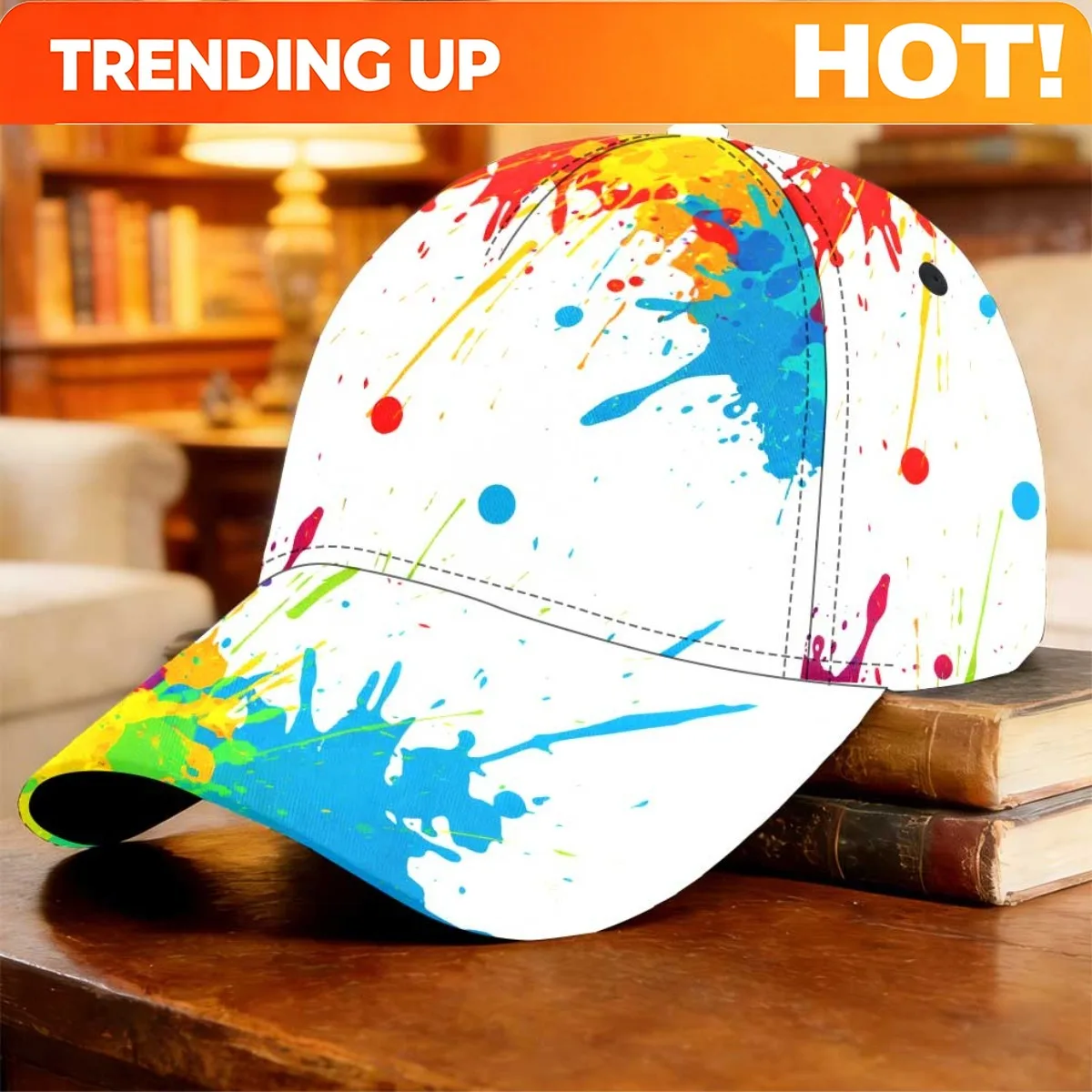 Custom 1pc Color Splash Art Baseball Cap Comfortable Hat Polyester Mother's Day Gift Patterned Cap Urban Fashion Summer Style Cy