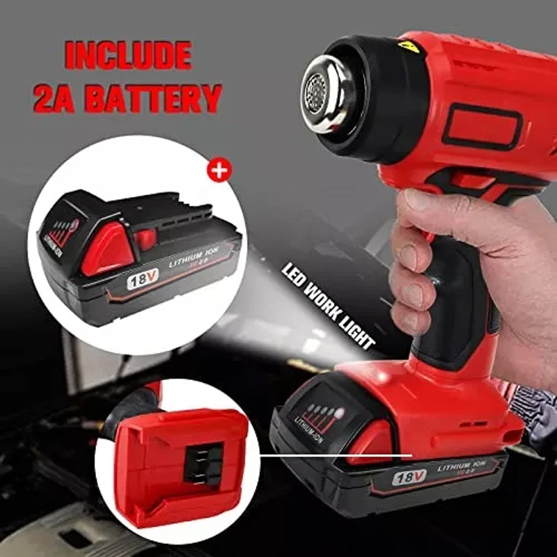 400W ปืนเป่าลมร้อนกับ M18แบตเตอรี่18V/20 mAh ไร้สายแบตเตอรี่ลิเธียม18V/20 MAX เครื่องมือทางไฟฟ้าเครื่องเป่าผมที่แข็งแกร่ง