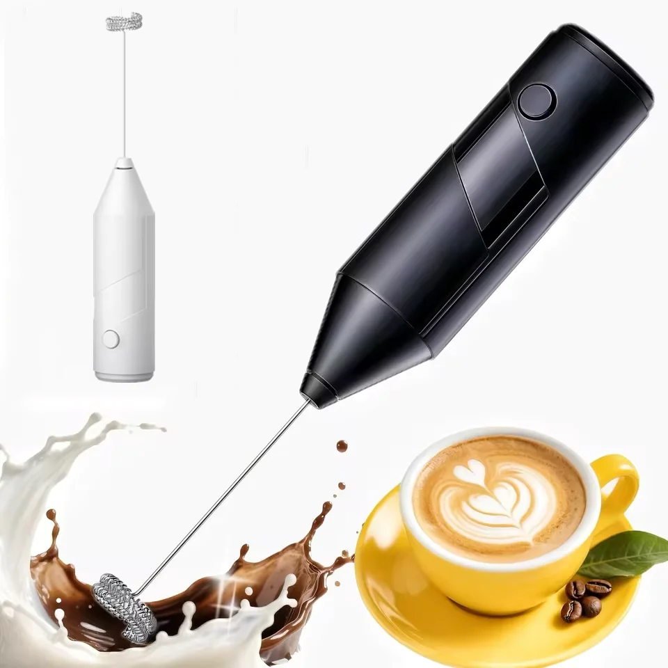 Espumador de Leche Inalámbrico, Batidor de Café, Mezclador Eléctrico, Batidor de Huevos, Mini Espumador con Mango, Herramienta para Hacer Cappuccino, Utensilios de Cocina