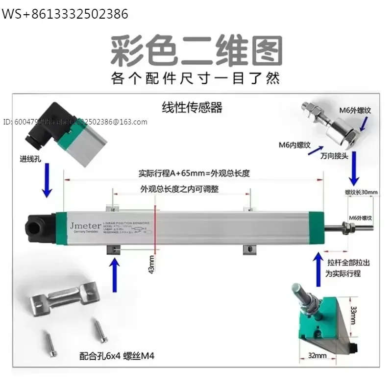 Electronic ruler/pull rod type/universal type/linear displacement sensor/high-precision resistance ruler