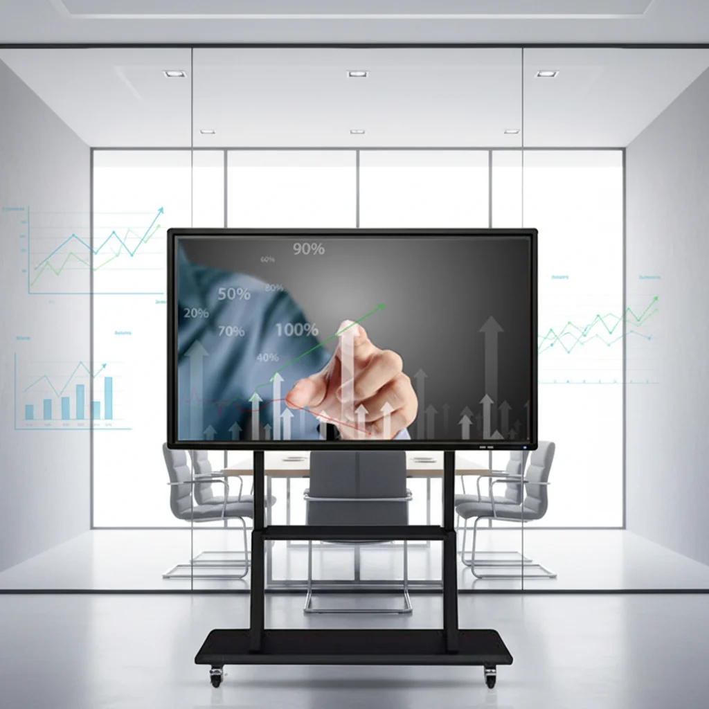 Interactive Whiteboard 4K Touch Screen Multi-Touch Flat Panel Display Monitor With Anti-Glare Tempered Glass For Education