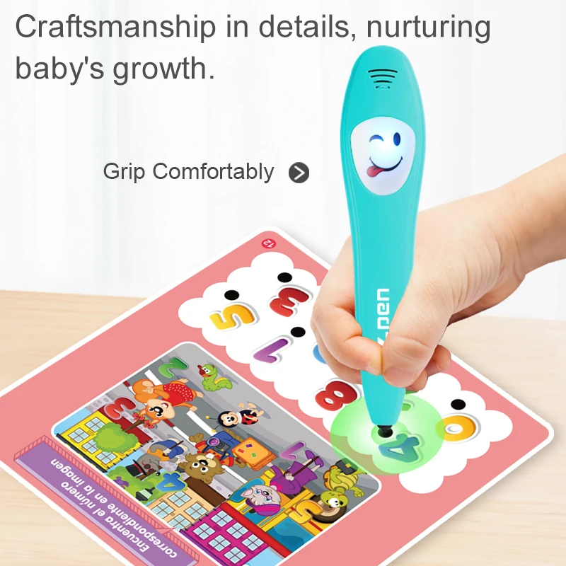 Spanish Logic Judgment Pen for Kids Educational Intelligent Point Reading Tool with 12 Cognitive Cards Early Learning Aid