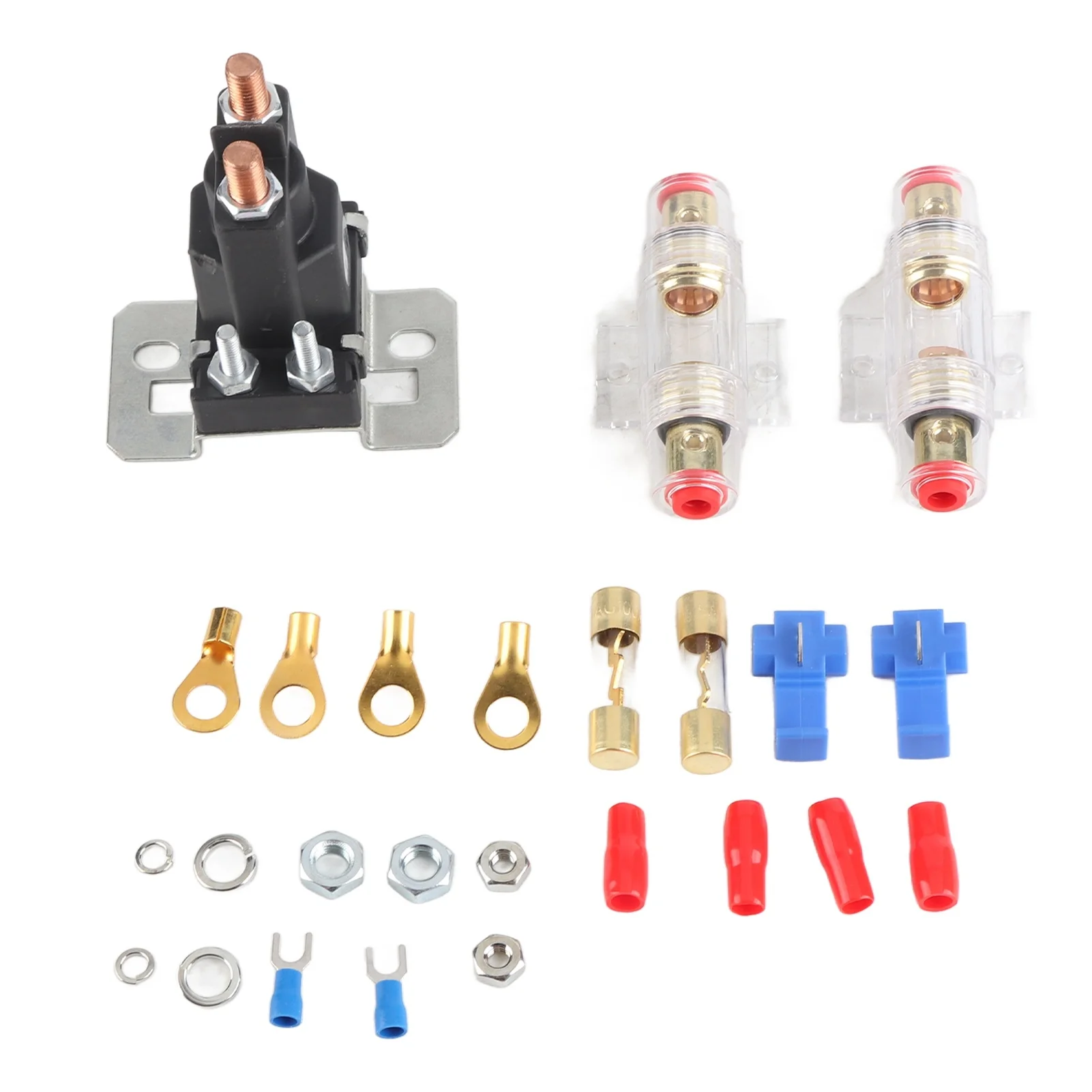 DC Relay 12V/500A Fuseholder 100A Fuses Dual Battery Charge Isolator for Car RV Yacht