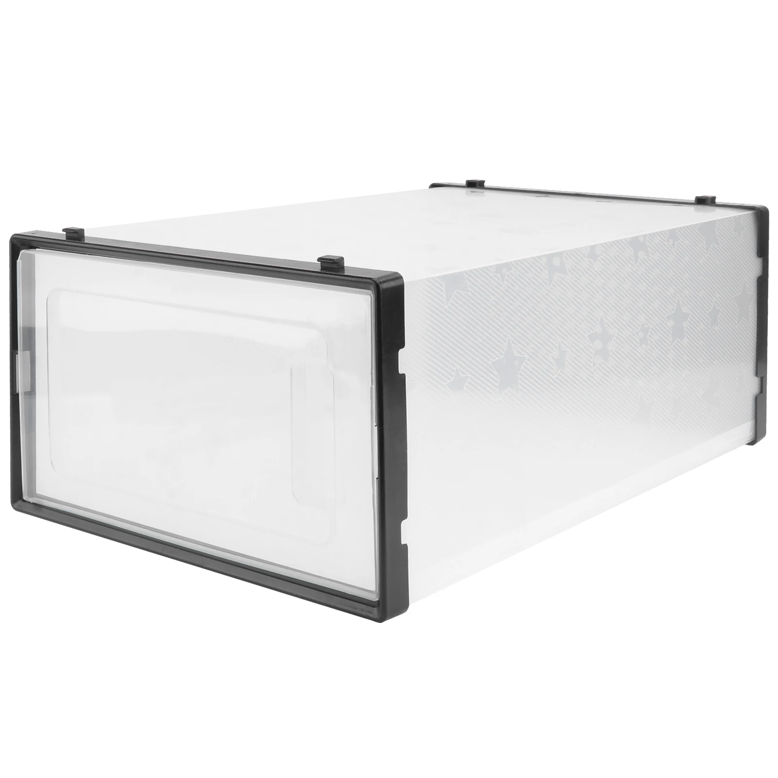 

Plastic Shoe Box Clear Shoes Boxes Clamshell Storage Space Saver Black Case Compact Stackable Transparent