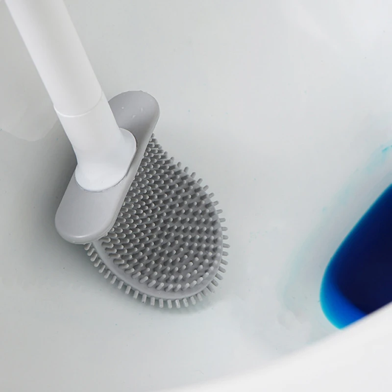 Hanging Silicone Toilet Brush Cleaner with Long Handle Flexible Cleaner Bathroom Brush Quick Drying Holder Bathroom Accessories view 4