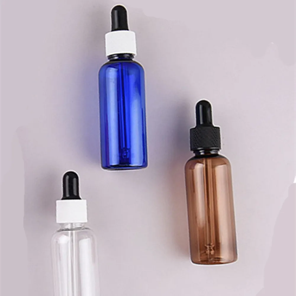 1oz 10ml/15/20/30ml small  empty amber/transparent pet bottle with black/white dropper cap, dropper bottle