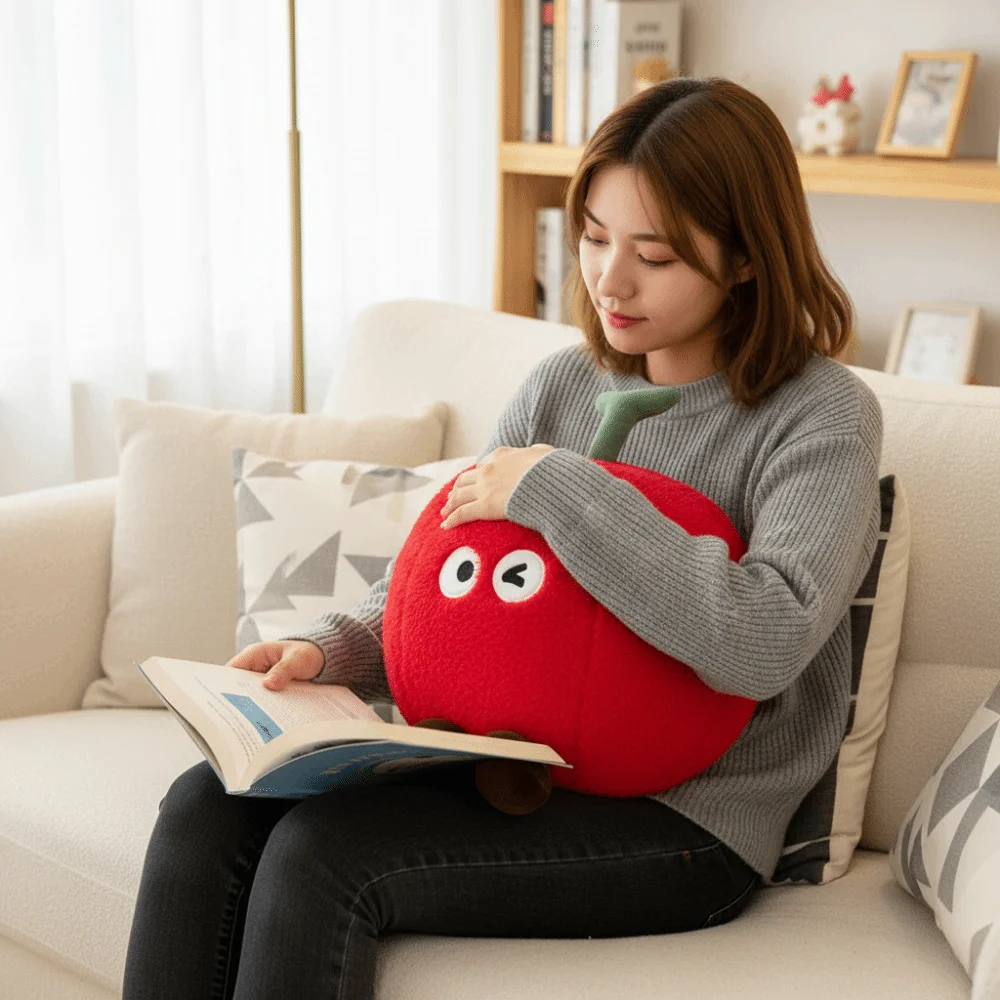 Soft Material Cherry Pillow Cute Design Huggable Texture Stuffed Cushion With Legs Human Figured Cherry Pendants view 4