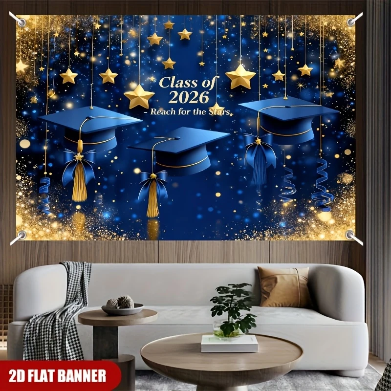 VIKAMA Graduation Party Tapestry Class of 2026 Banner Photo Booth Backdrop Graduation Decor Senior Year Wall Hanging Cloth Art