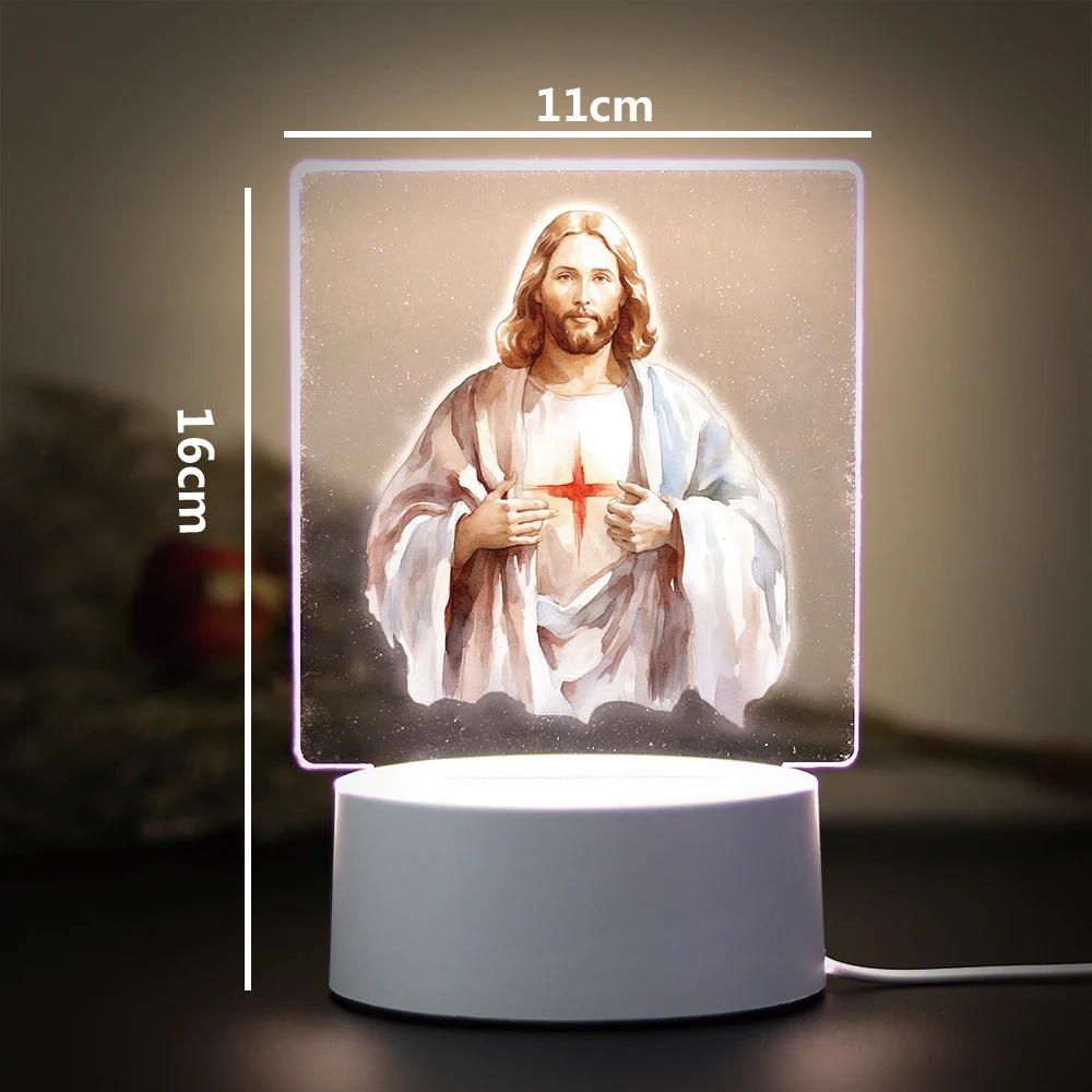 Jesus Fashion 3D Led Night Light With Black Base For Bedroom Decor