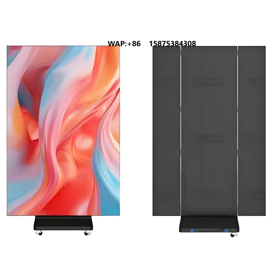 3-Panel Triple Stitching Folding Mobile Commercial LED Poster Display 8K Resolution HDR10+ Multi-Screen Portable Advertising
