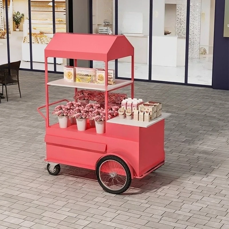 

Small cart movable tea booth multi-layer coffee float