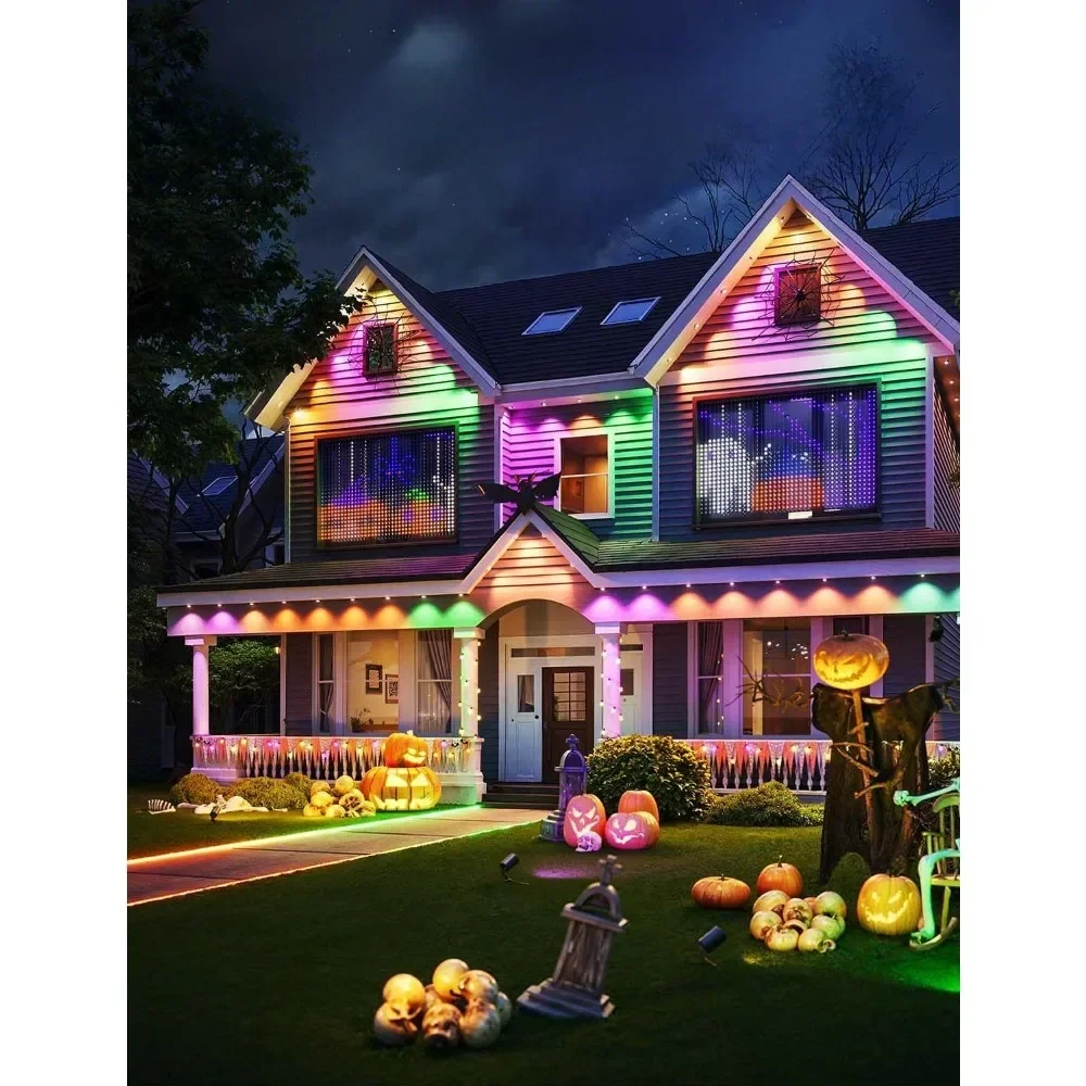 Permanent Outdoor Light Professional Edition, with 90 LED lights, 75 Halloween scene modes, waterproof, black