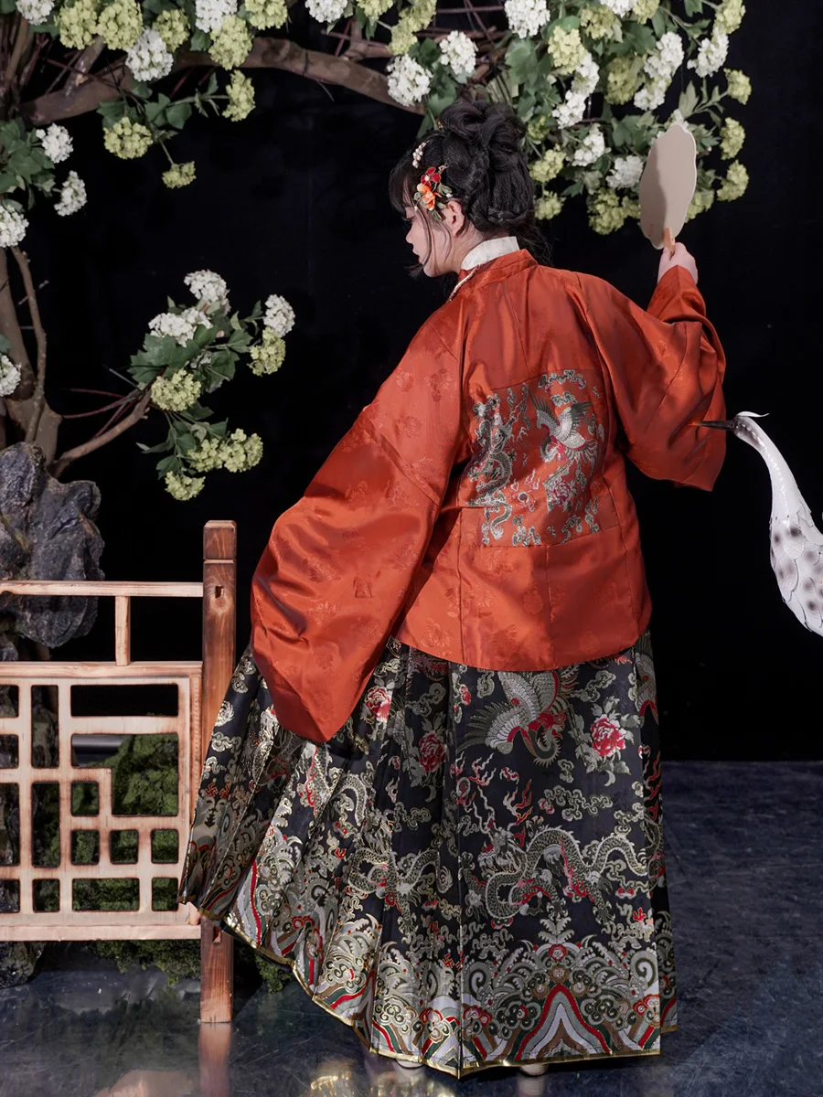 Original plus Size Hanfu Skirt Dr Tang Record Dragon And Phoenix Good Lu Large Embroidered Fabric  Tailed Skirt