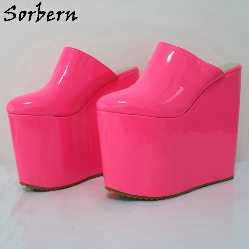 Sorbern 20Cm Wedge High Heel Mules Pump Slip On Shoes For Women Platform Custom Unisex Summer Shoes Modify Height