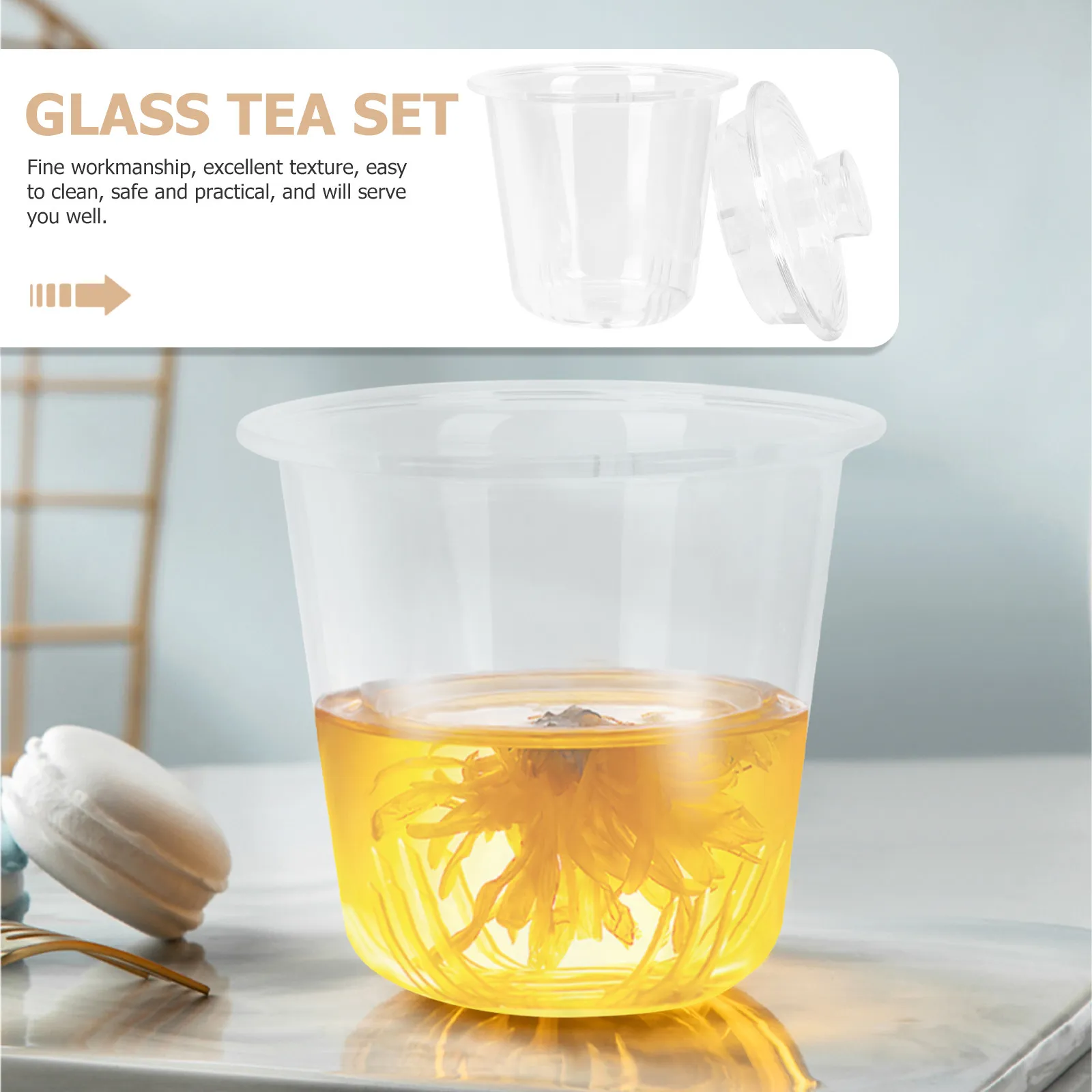 1Set Glass Tea Filter with Lid for Teapot Excellent Durability Smooth Texture Easy Clean Safe Tea Infuser for Home Kitchen