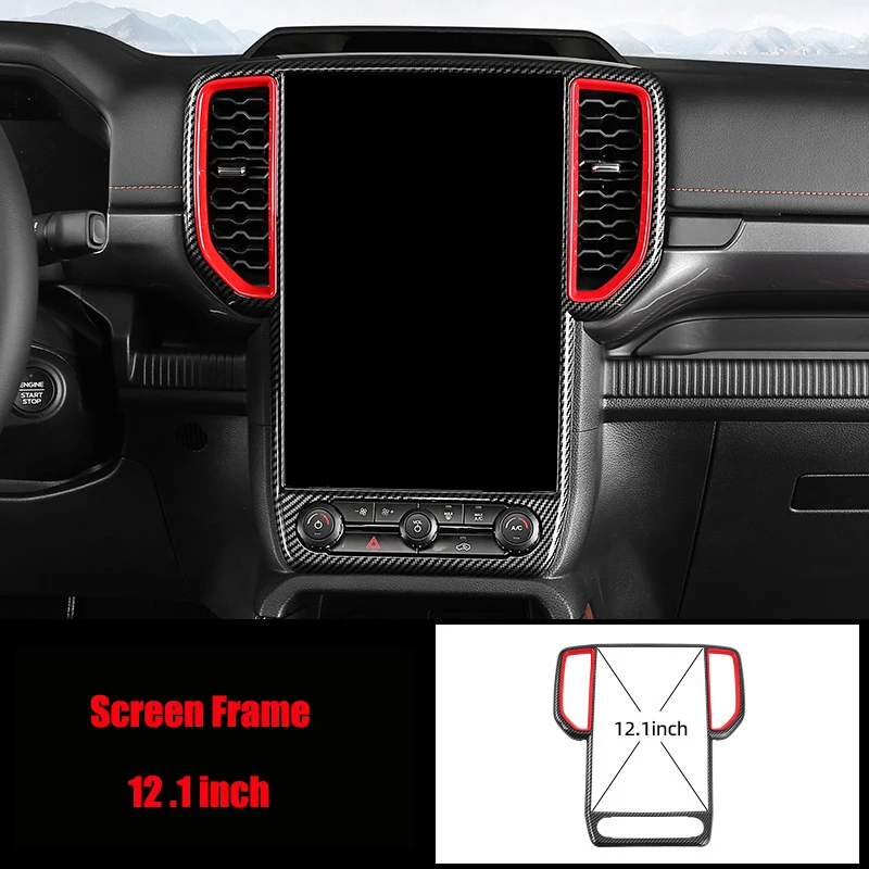Carbon Fiber Look Car Interior Cover Trim Decoration For Ford Ranger T9 2023+ Auto Accessories