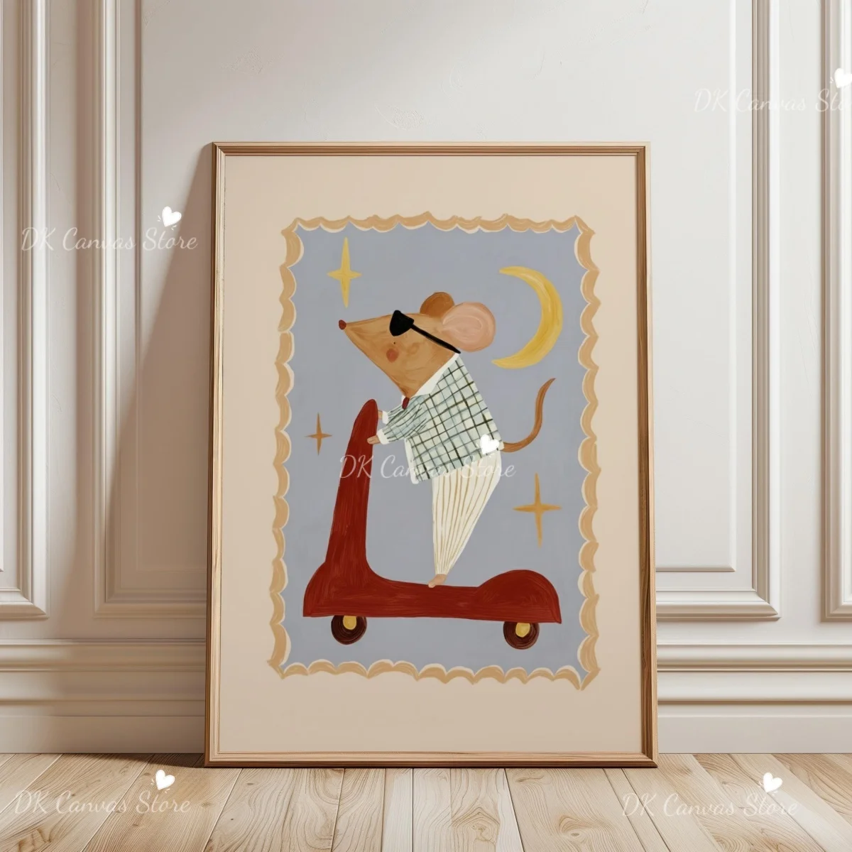 Whimsical Cartoon Animal Canvas Print Poster Funny Cute Skateboard Dog Art Prints Living Room Nursery Wall Art Home Decor Poster view 6