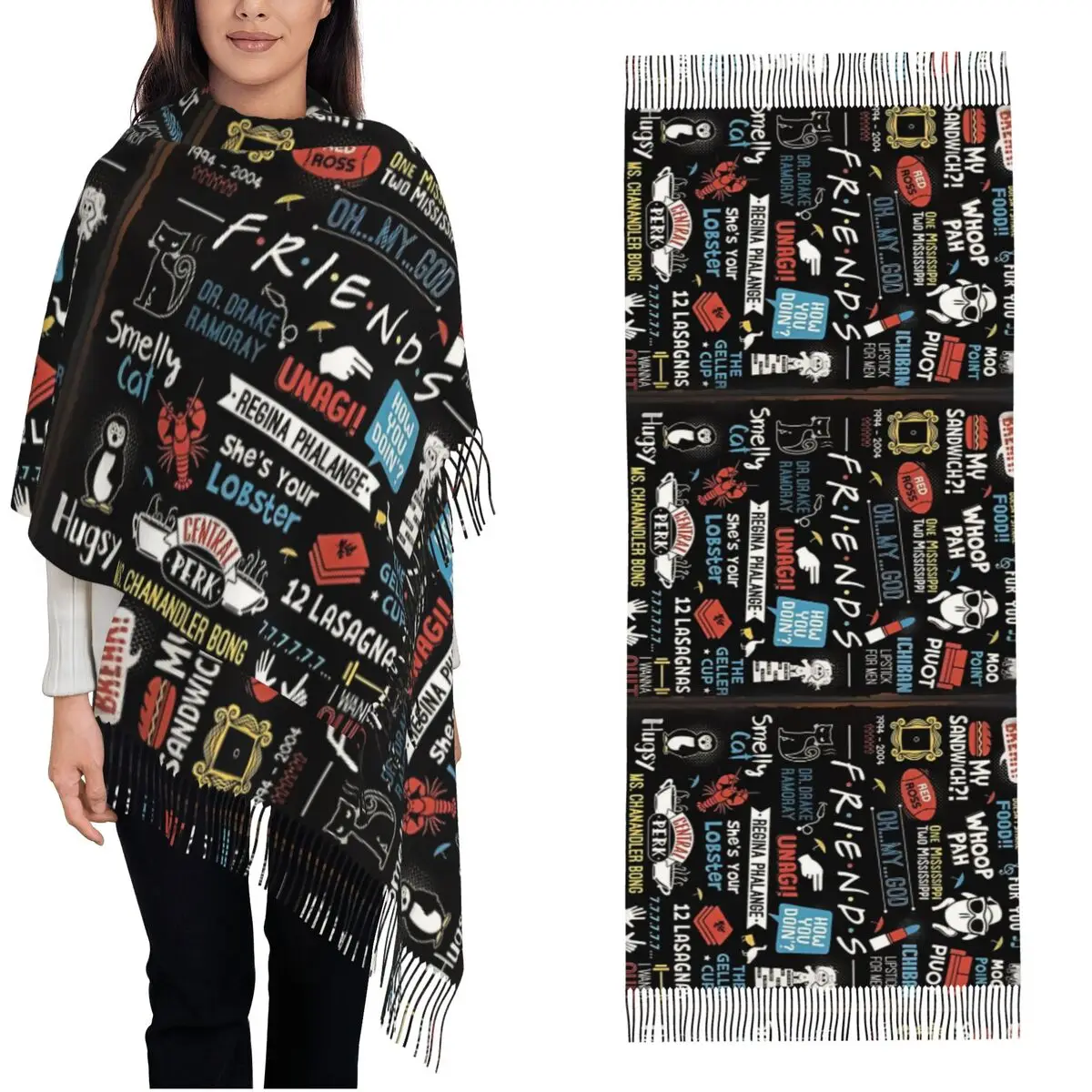 Friends TV Show Series Shawl Wraps Womens Winter Warm Large Long Scarf American TV Show Rachel Neckerchief Shawl Scarves