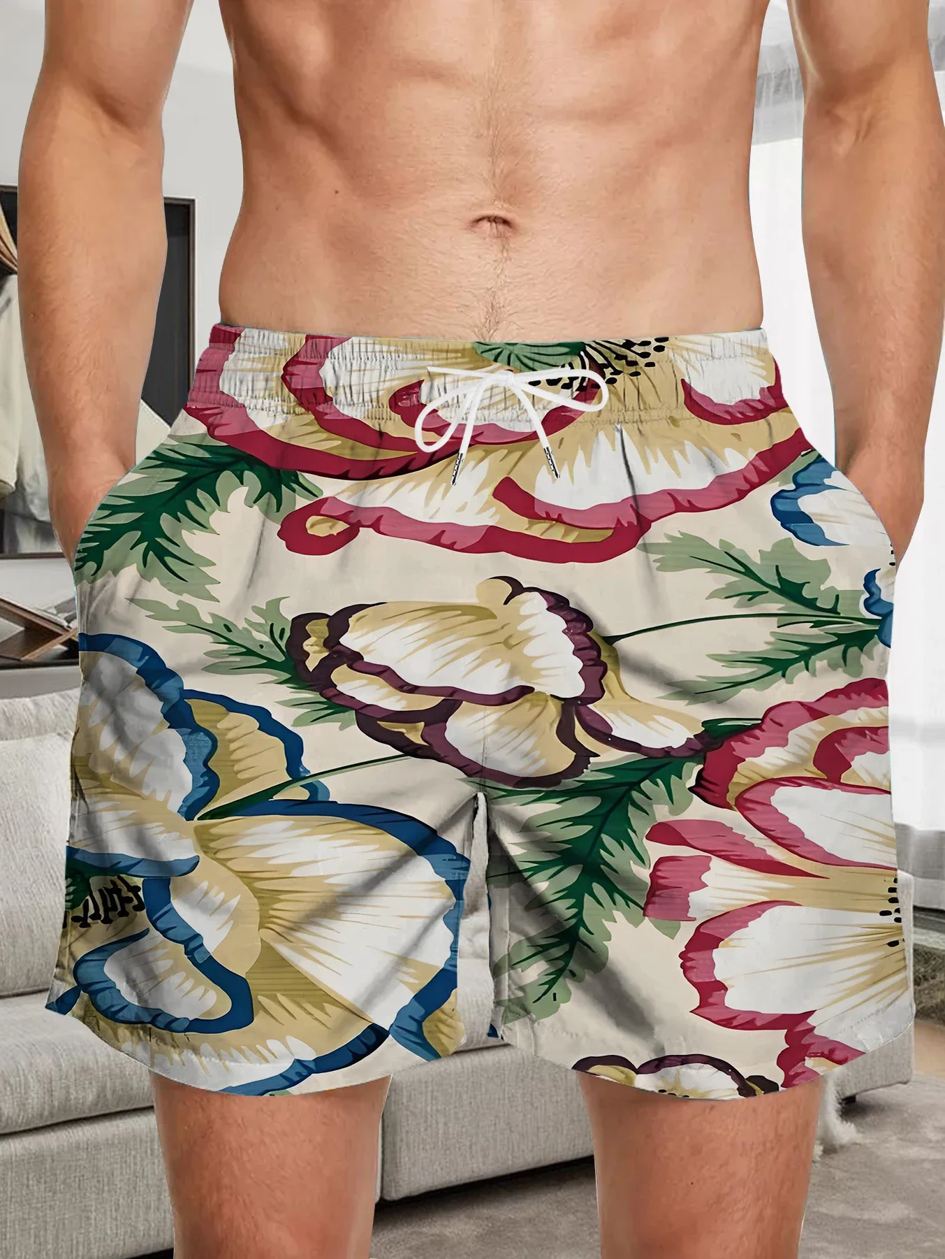 

Graphic Digital Printed Men Shorts All Over Print Polyester Quick Dry Beach Pants