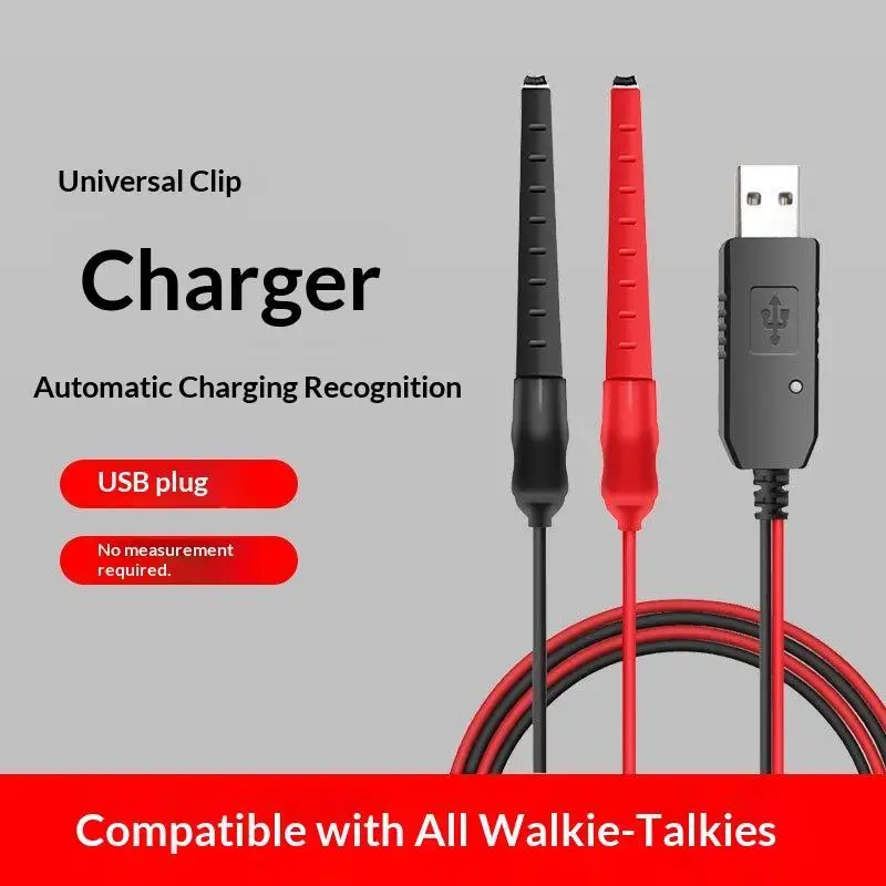 Universal USB Alligator Clip Charger Cable Auto Detect No Measurement Needed Perfect For All Two Way Radios