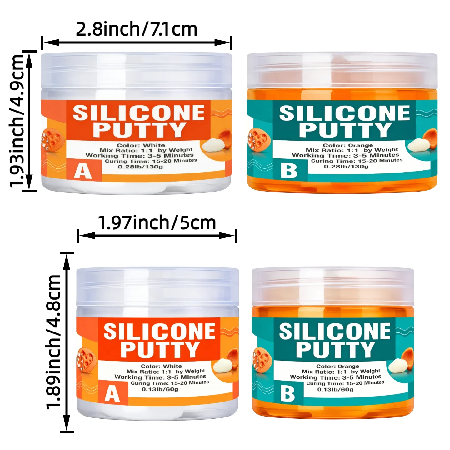 1A:1B Silicone Putty Molding Material Christmas Crafting For Wax Resin Art Projects(Orange)