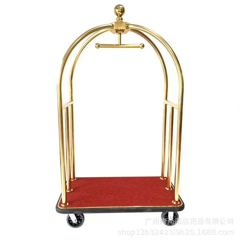 Stainless Steel Luggage Cart, Concierge Bellman Cart, Handcart Flatbed Cart, Heavy Duty Hotel Luggage Trolley for Hotel Airport