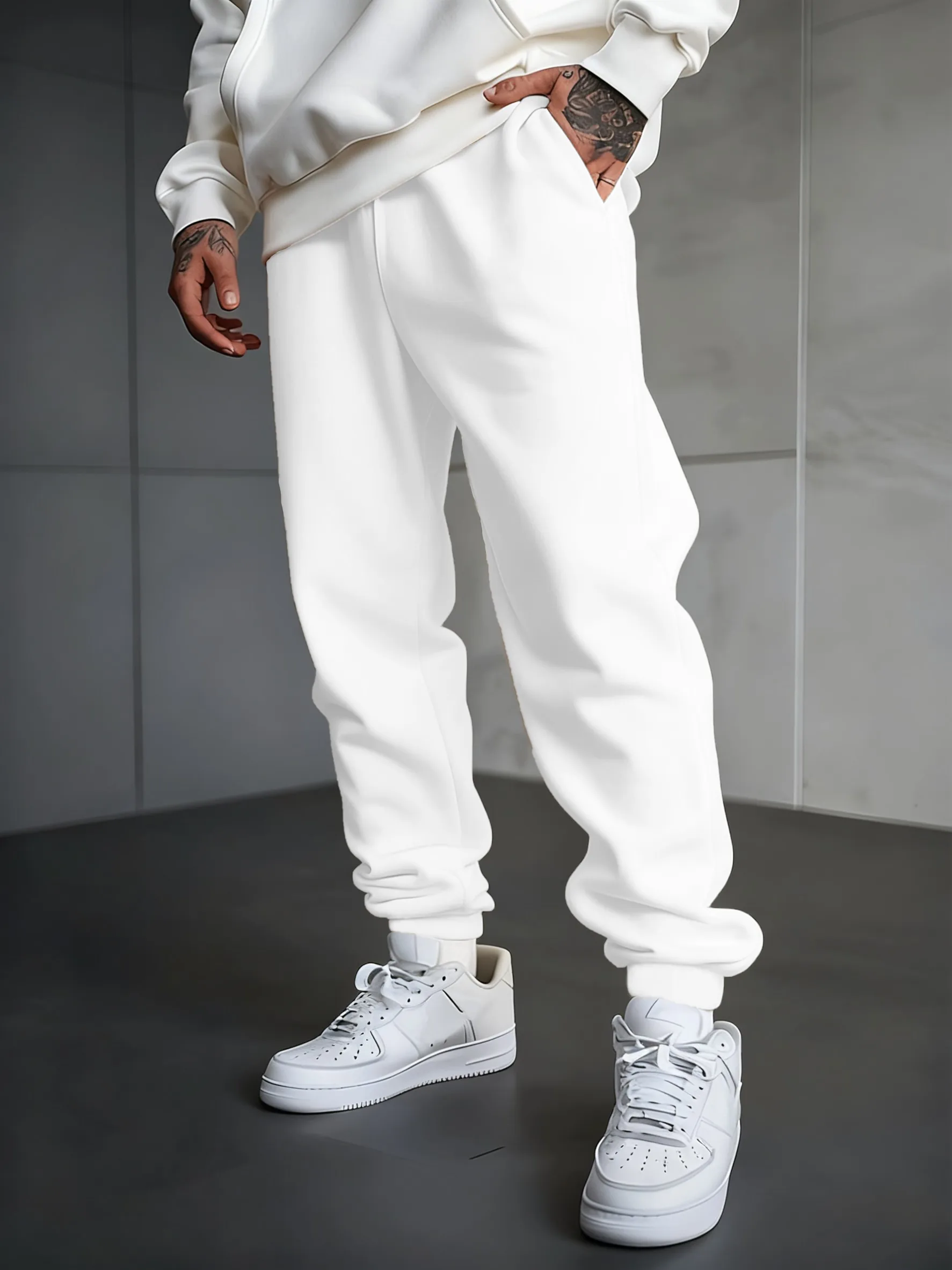 

Autumn Fleece Pant Mens Jogging Casual Long Pants Warm Street Britches Comfy Pocket Sportpants Elastic Waist Sports Trousers