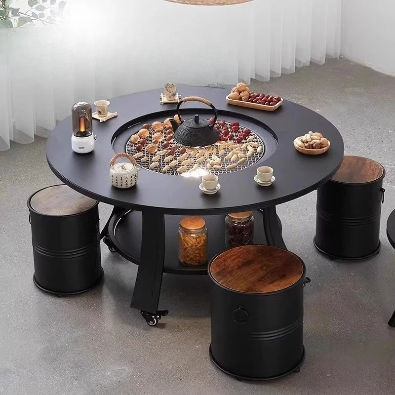 

Fireplace tea table, barbecue grill grill set