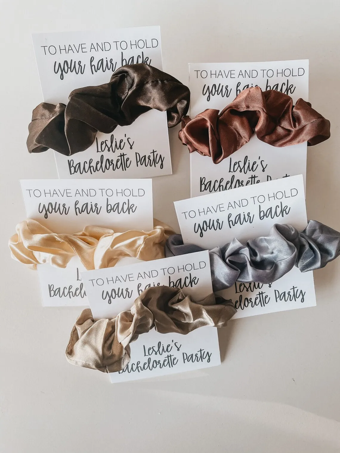 Bachelorette Party Scrunchie Party Favor, Satin Hair Ties, Personalized Bridesmaid Gift