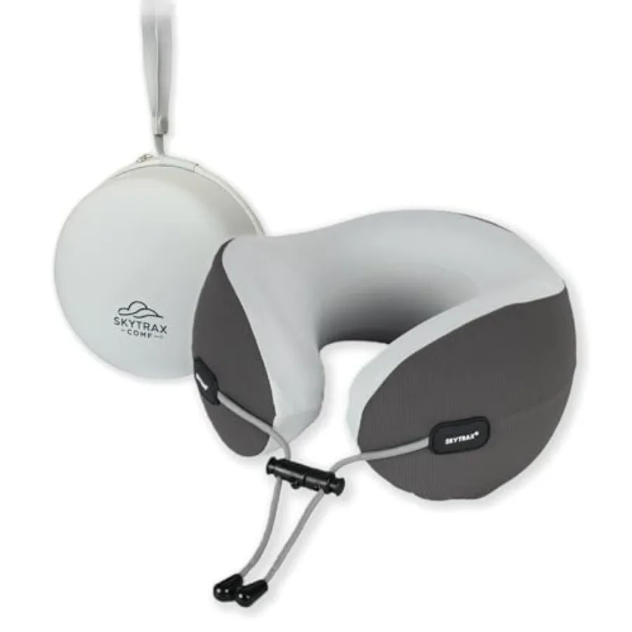 

® Premium Ergonomic Memory Foam Travel Neck Pillow Washable Cooling Ice Silk Cover Firm Neck Support for Airplane Long Flights