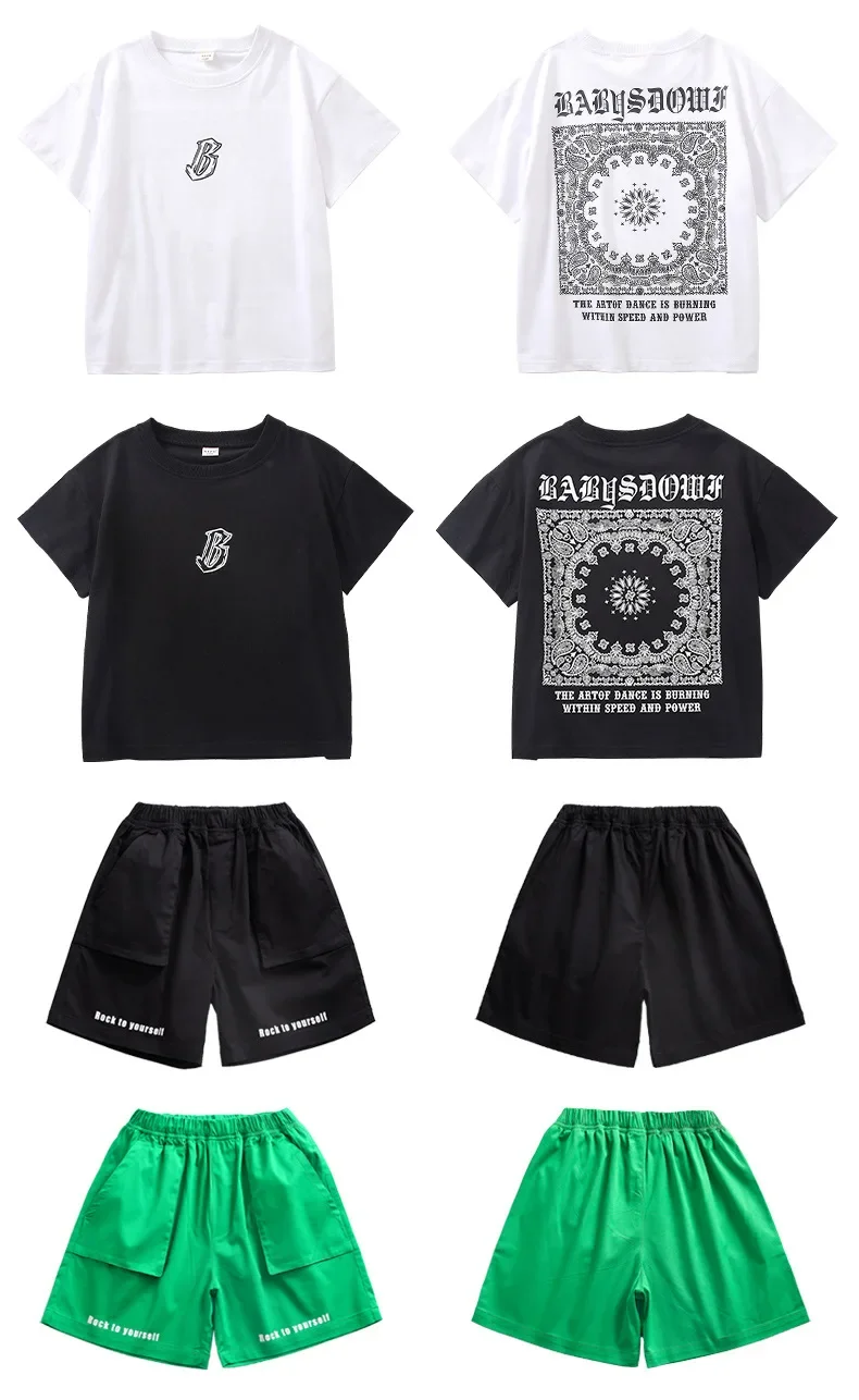 Kinder Hip-Hop-Kleidung, ärmelloses Jackenoberteil, T-Shirt, Streetwear, taktische Cargo-Jogginghose für Mädchen und Jungen, Tanzkostüm, Kleidung. – Detail 16
