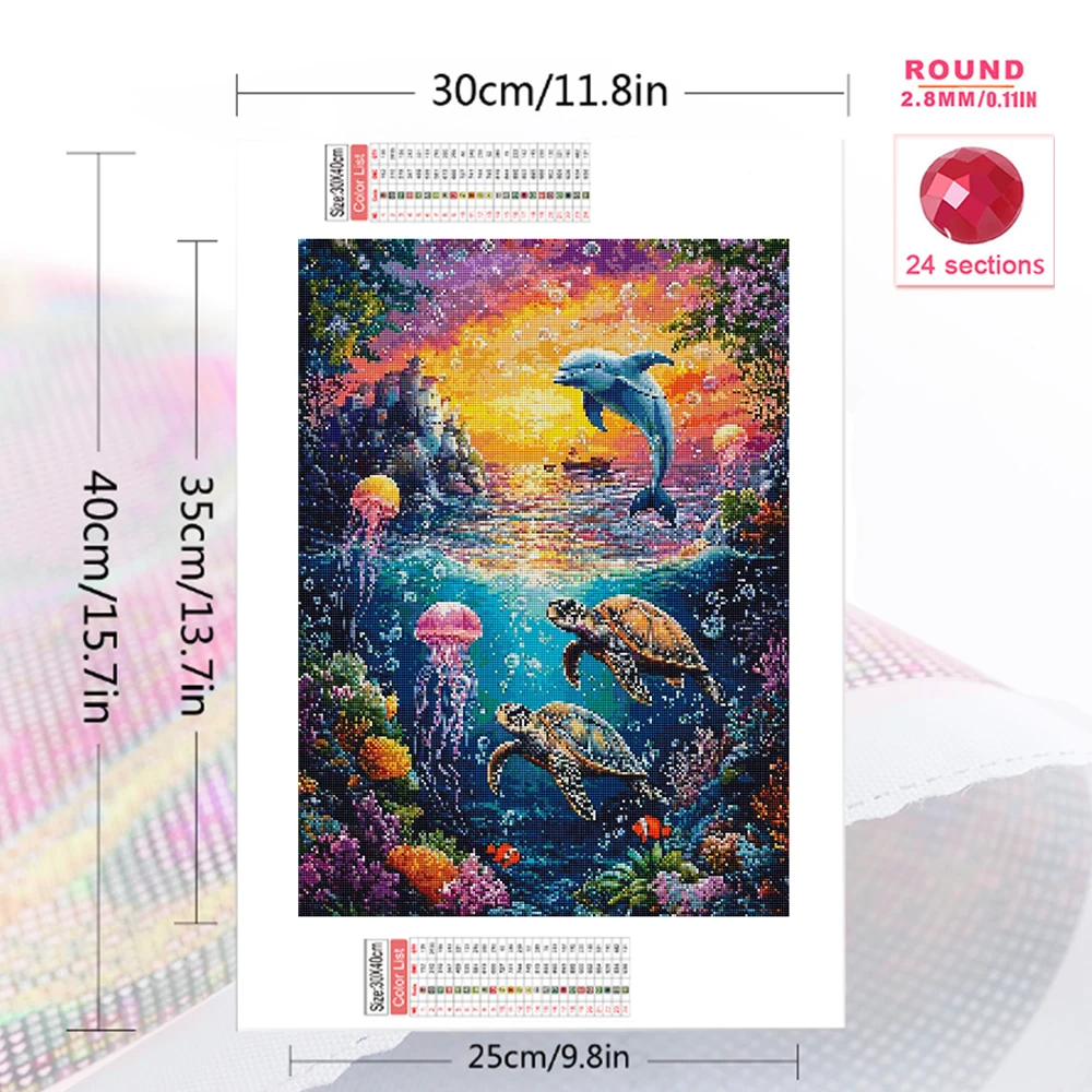 Evershine 5D Diamond Mosaic Animal Sea Turtle Full Drill Embroidery Dolphin Rhinestones Painting Jellyfish DIY Art Handmade Gift