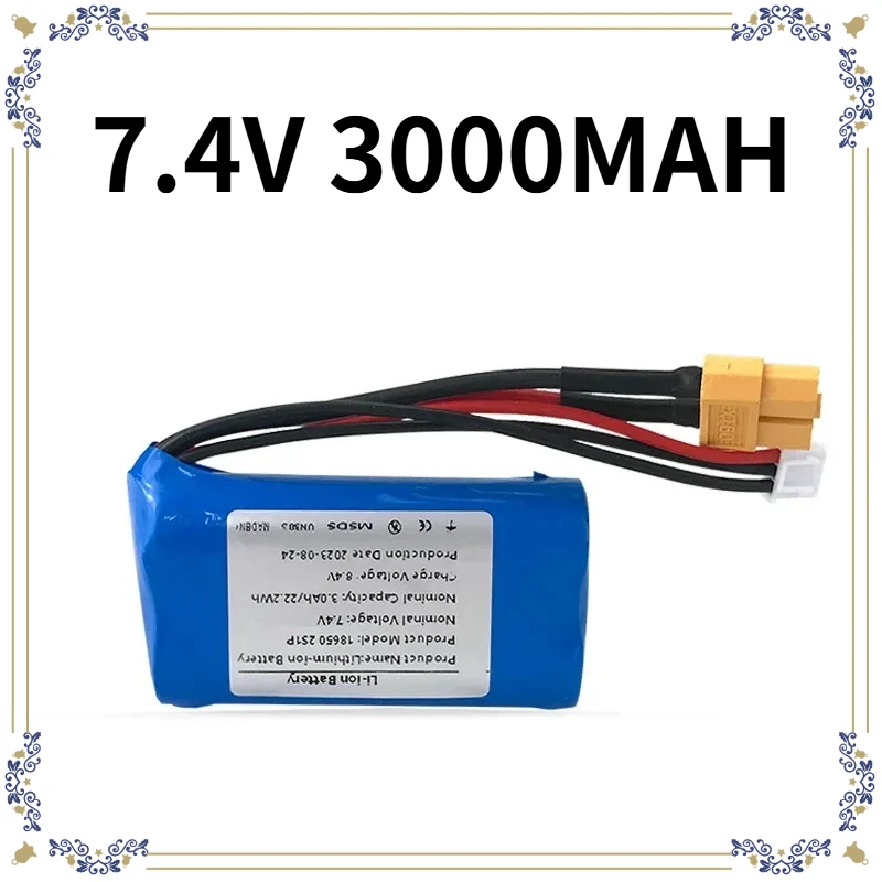 

7.4V 3000mah Rechargeable Li-ion 2S1P Battery Pack 18650 Suitable for Model Airplane，drone battery