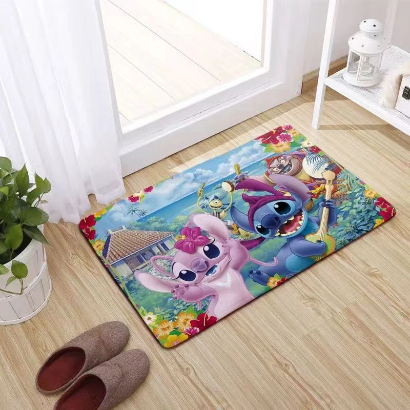 Disney Lilo and Stitch Cushion Anime tappetino antiscivolo Kawaii Cartoon Cashmere Stich Angel tappeti assorbenti soggiorno bagno