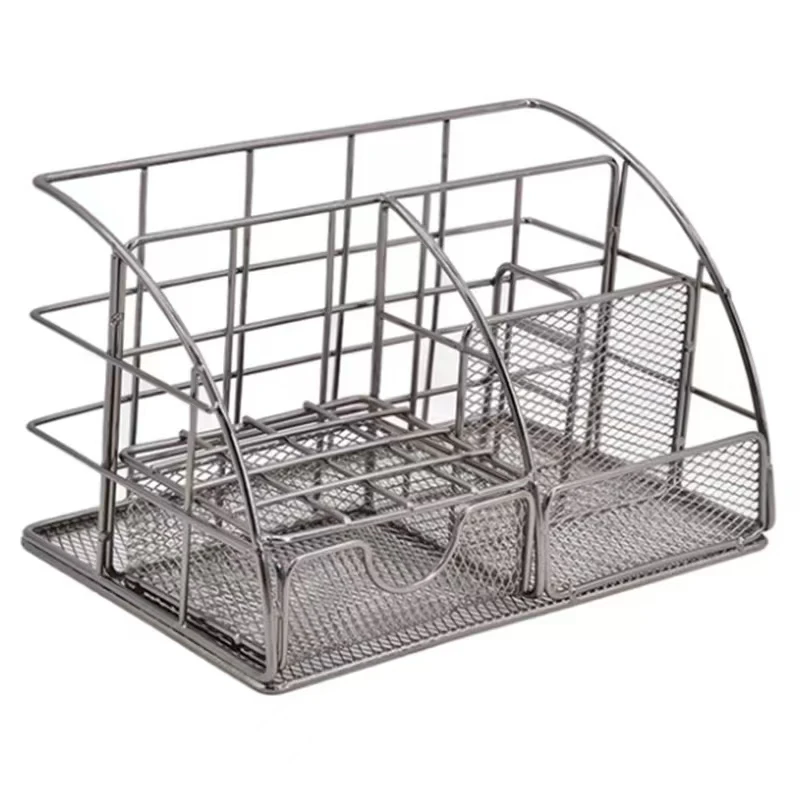 Moda ferro malha organizador de mesa lápis caneta titular caddy com gaveta para acessórios de mesa material escolar escritório em casa ouro rosa