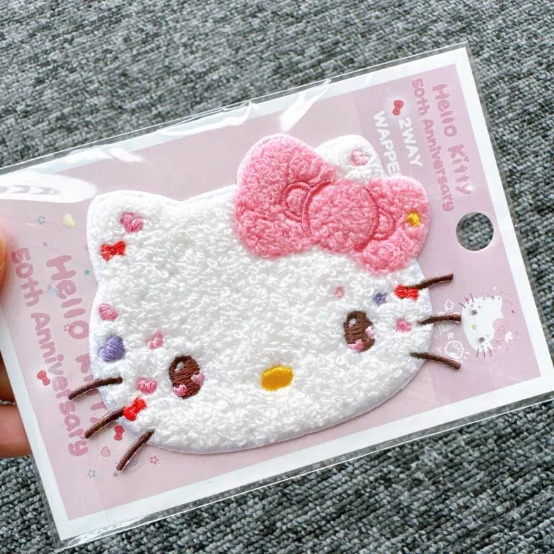 

Hello Kitty Embroidered Fabric Stickers Cute Cartoon Mobile Phone Clothes Pants Stickers Furniture Decorations Women Accessories