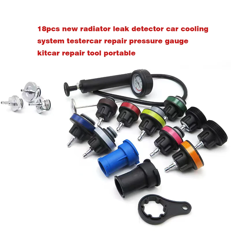 18pcs new universal radiator leak detectorcar cooling system tester car repair pressure gauge kit car repair tool portable