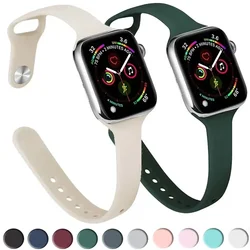 Slim Silicone Strap for Apple Watch 46mm Band 44 mm 45mm 38mm 42mm 49mm Bracelet iWatch Correa Serie 8 7 6 5 SE 4 9 10 ultra 3 2