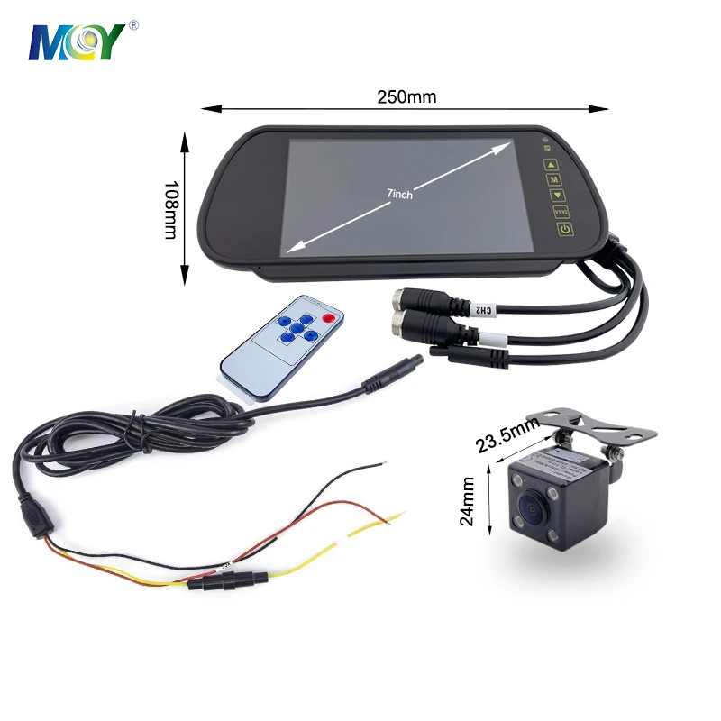 

7 Inch Clip on Rearview Mirror Monitor 12V/24V Reversing 4PIN Backup Camera For Car Caravan Van