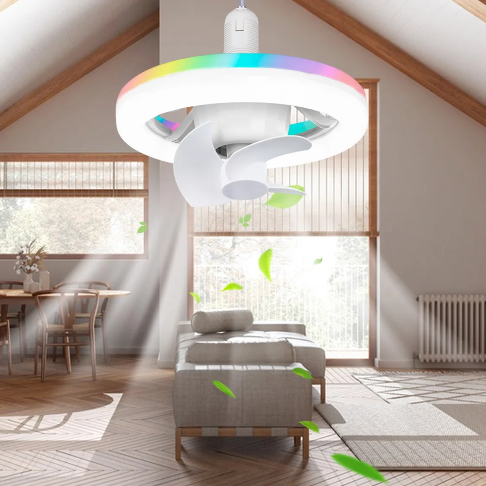 48W Ceiling Fan E27 With Led Light And Remote Control 360 ° Rotation Cooling Electric fan Lamp Chandelier For Room Home Decor