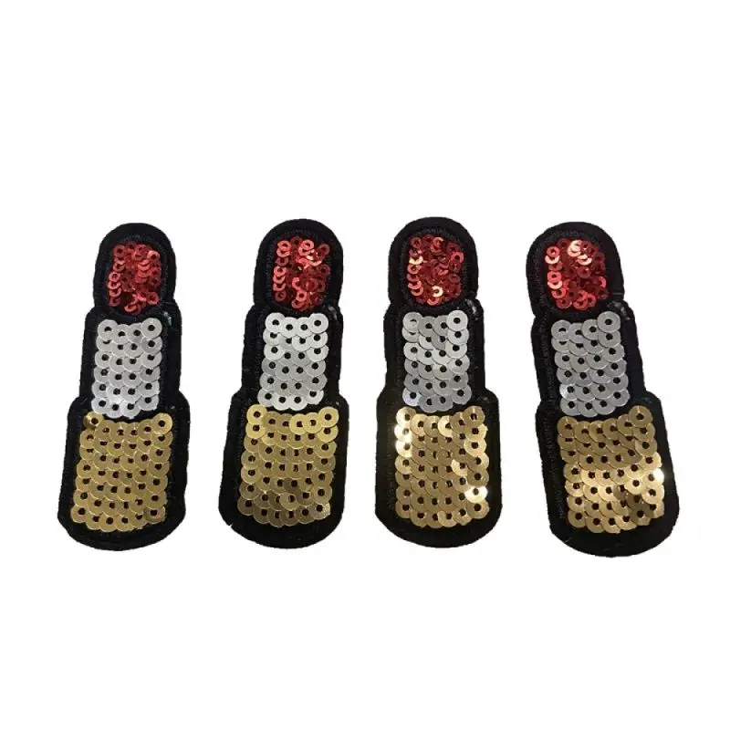 입술 스팽글 패치 다리미 온 립 배지, 의류 신발 가방, 의류 커스텀 오텔동크 엠블럼용 열 패치, 4ps