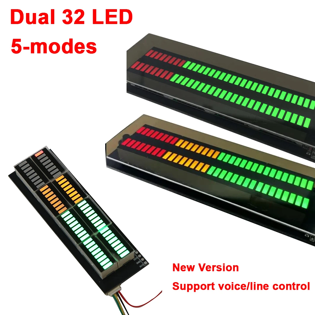 Image of Neue Version Dual 32LED Audio-Rhythmus-Licht Musik-Spektrum LED-Anzeige Melodie-Ambiente-Beleuchtung Pegelanzeige AUTO Atmosphärenlampe