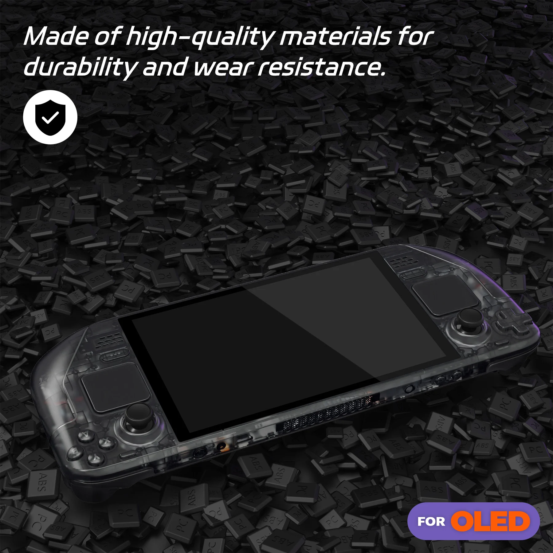 eXtremeRate Replacement Full Set Housing Shell W/Buttons for Steam Deck OLED, Clear DIY Faceplate Back Plate Trackpad Case
